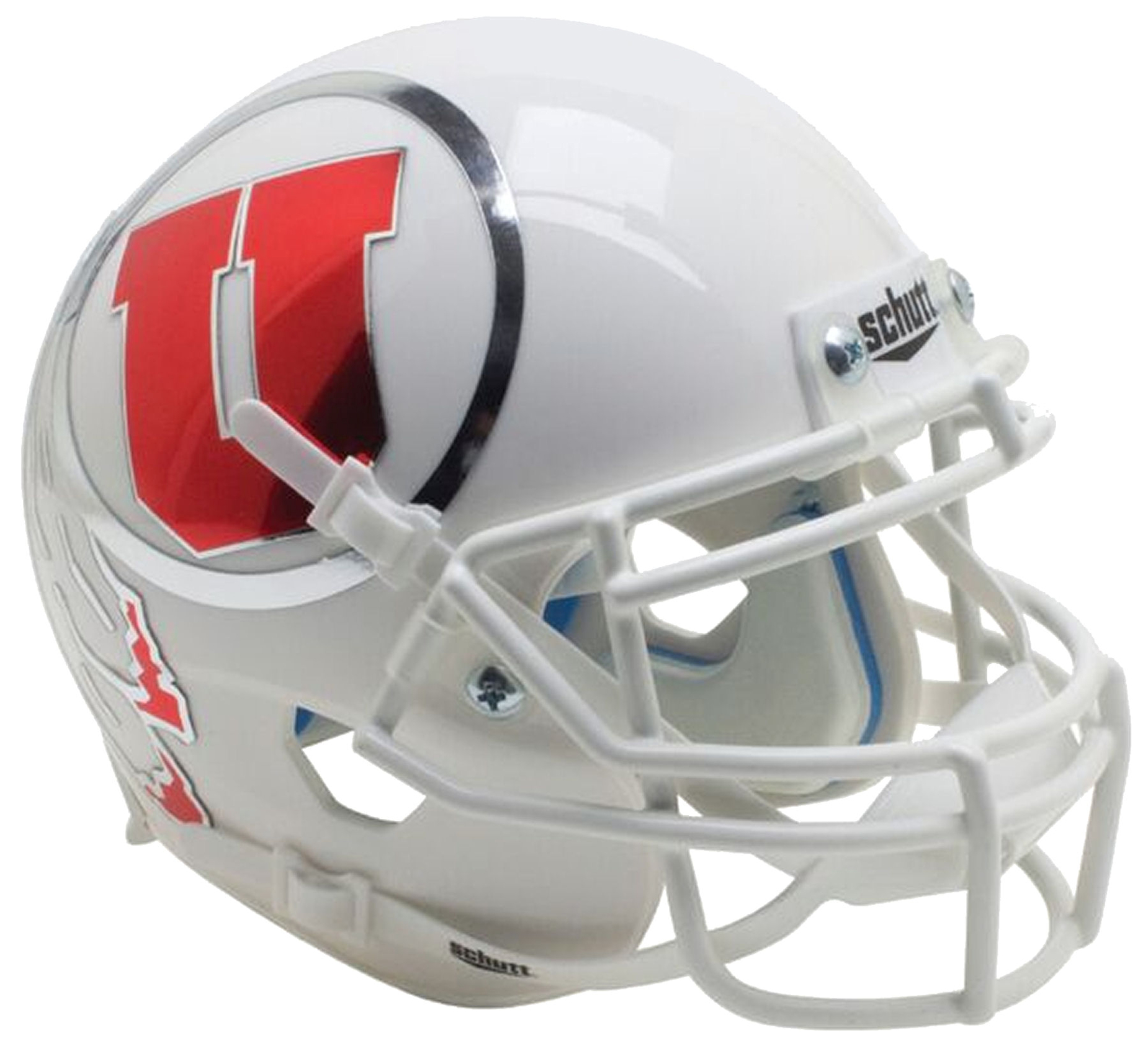Utah Utes Full XP Replica Football Helmet Schutt <B>White w/Oversized Decal<B>