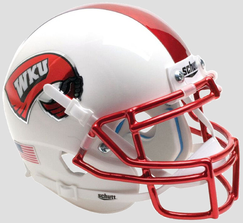 Western Kentucky Hilltoppers Full XP Replica Football Helmet Schutt <B>White with Chrome Mask</B>