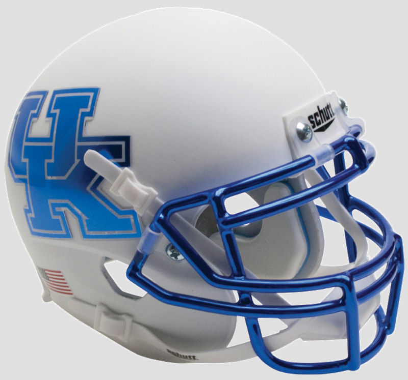 Kentucky Wildcats Mini XP Authentic Helmet Schutt <B>Matte White Chrome Royal Mask</B>