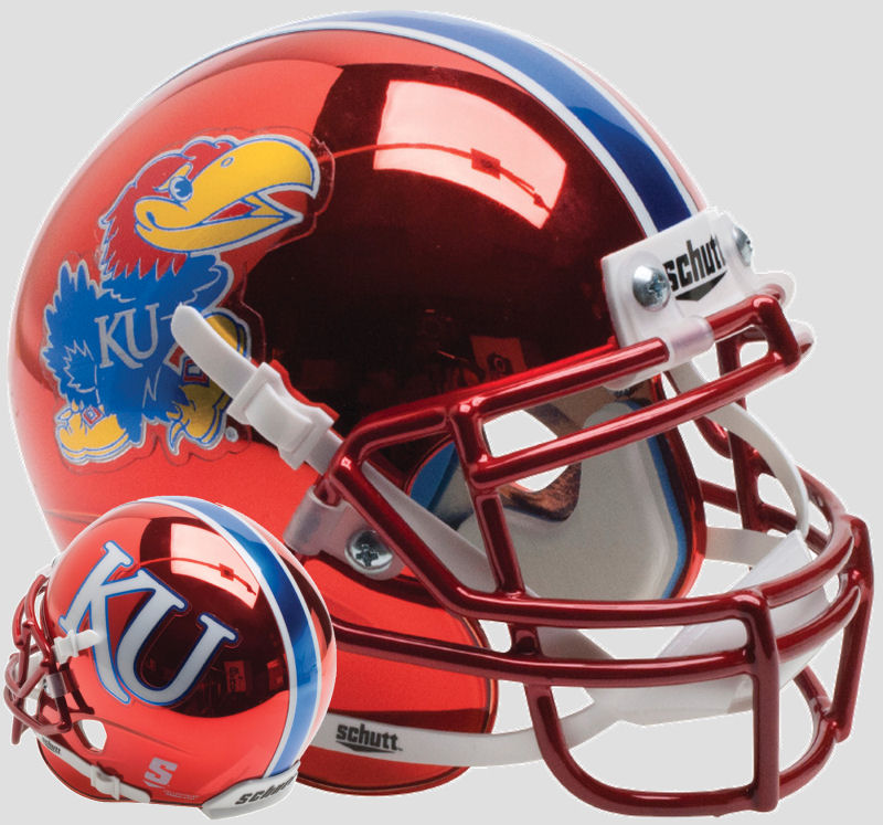 Kansas Jayhawks Mini XP Authentic Helmet Schutt <B>Red Chrome</B>