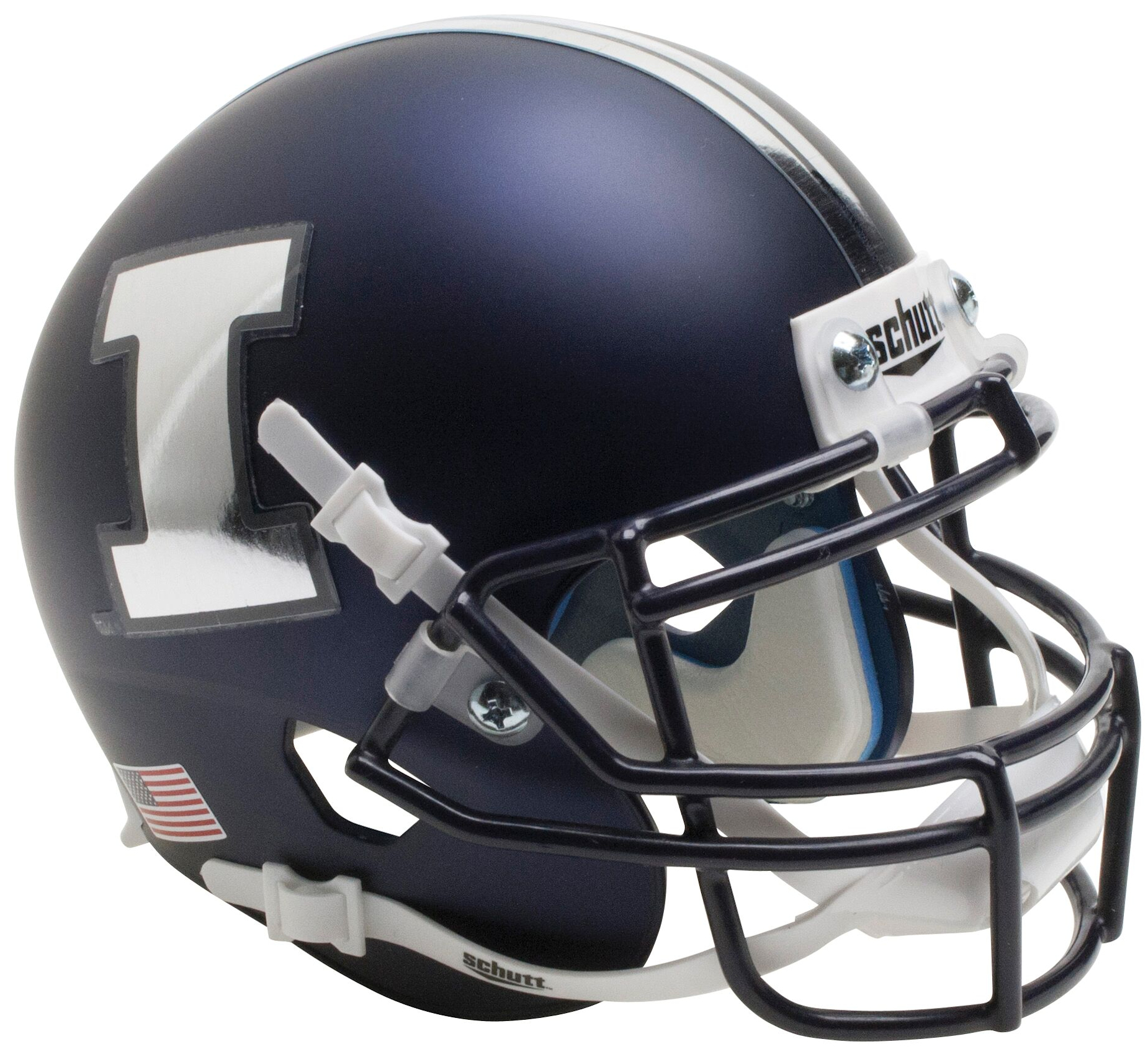 Illinois Fighting Illini Authentic College XP Football Helmet Schutt <B>Matte Navy Chrome Decal</B>