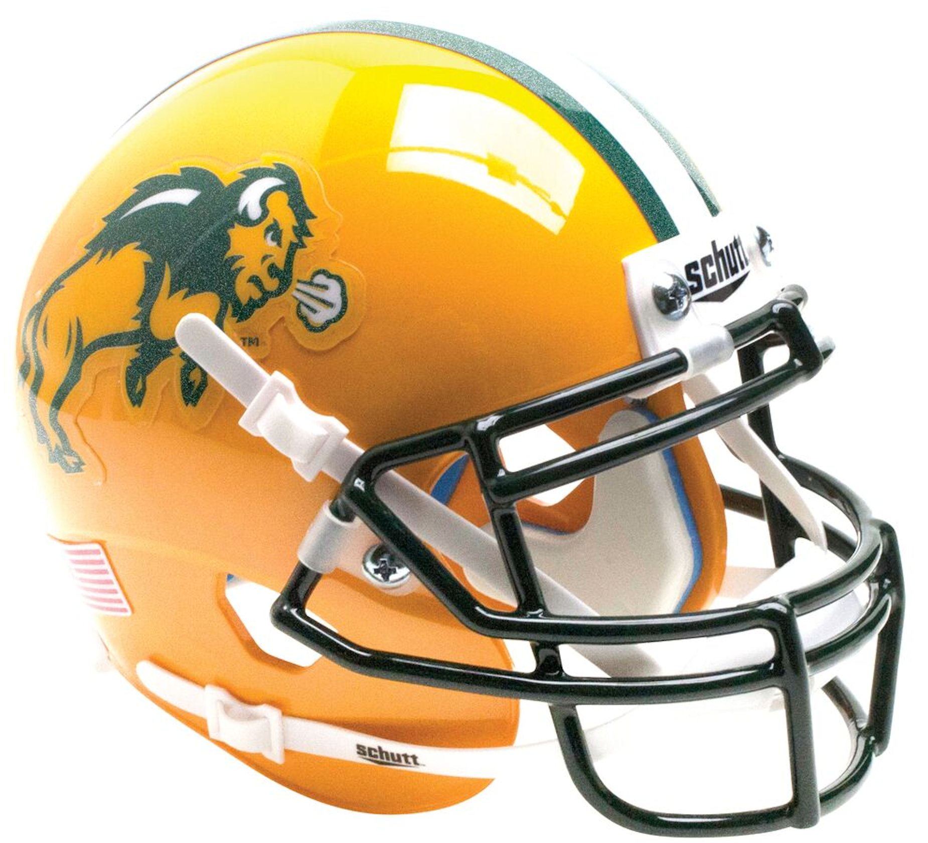 North Dakota State Bison Mini XP Authentic Helmet Schutt <B>Glitter Flake Decal</B>